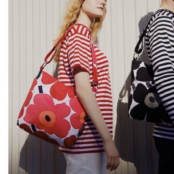 NWT Marimekko Unikko Blue / Peach Venni Bag - Picture 7 of 10